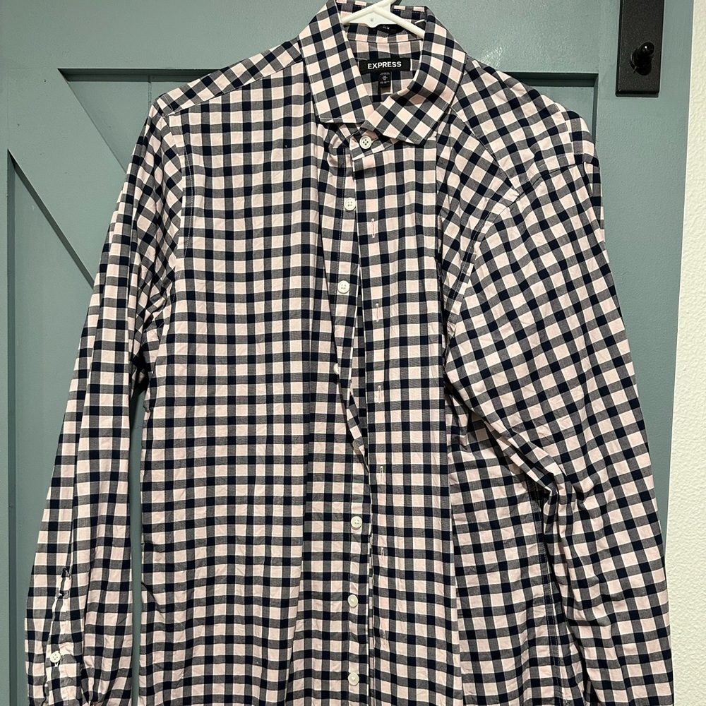 Express men’s long sleeve button down dress shirt.